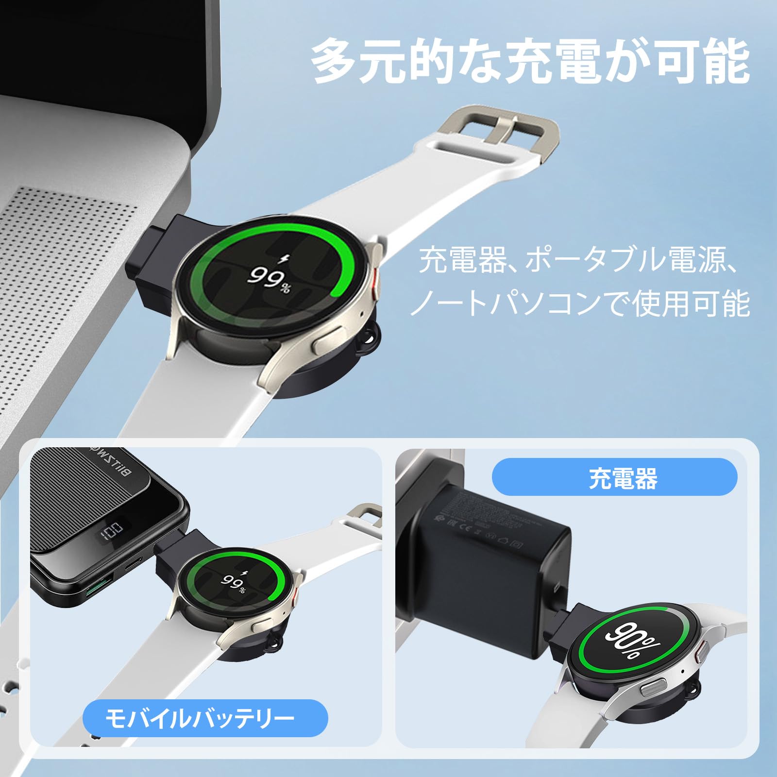 Amazon.co.jp: For Samsung Galaxy Watch 充電器 2 in 1 USB-CとUSB-A